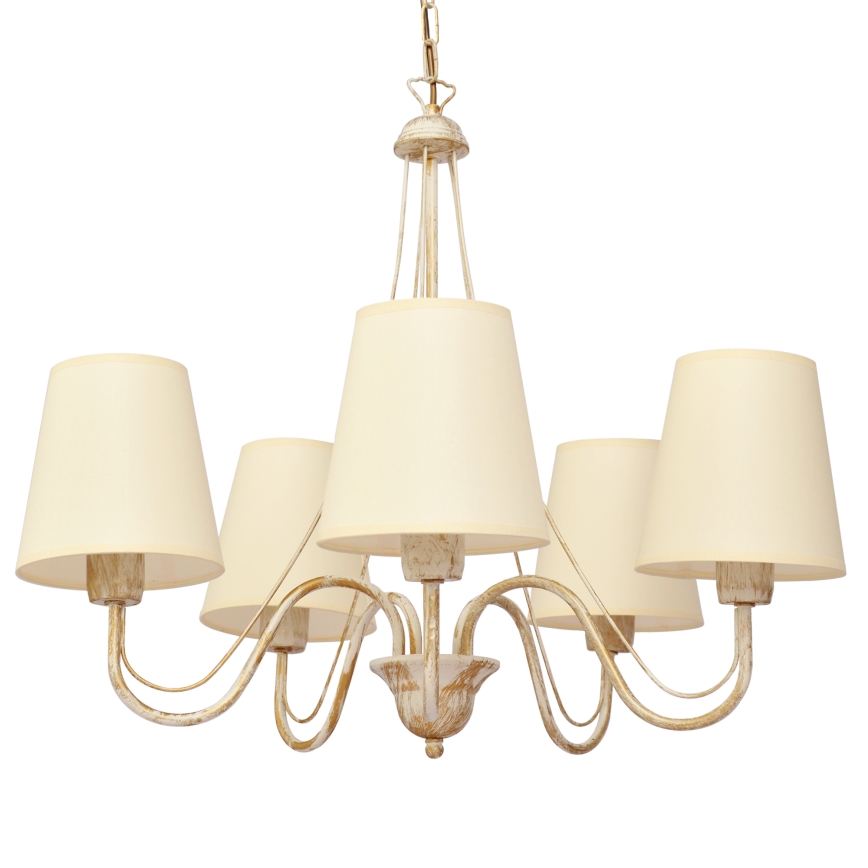 Hanglamp aan een ketting MALBO 5xE27/15W/230V beige