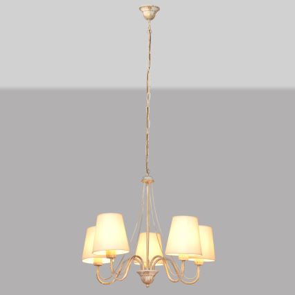 Hanglamp aan een ketting MALBO 5xE27/15W/230V beige
