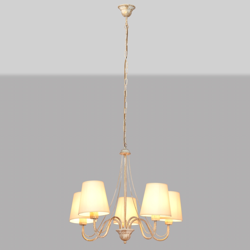 Hanglamp aan een ketting MALBO 5xE27/15W/230V beige