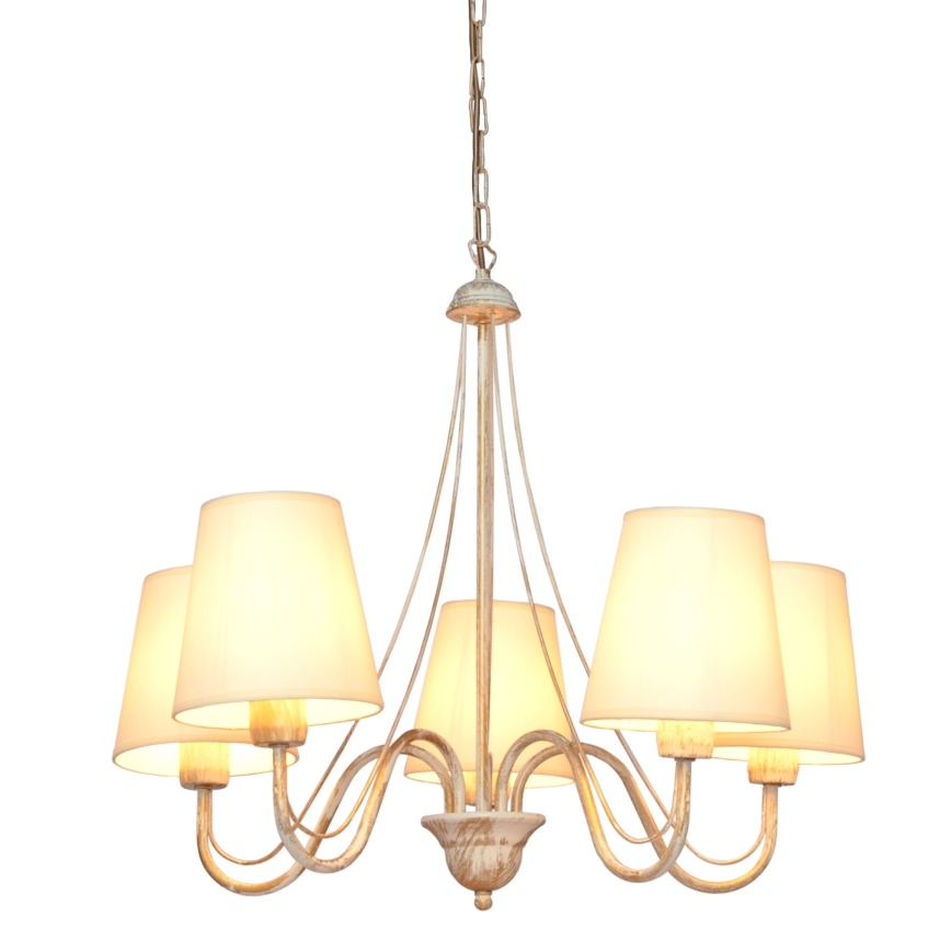 Hanglamp aan een ketting MALBO 5xE27/15W/230V beige