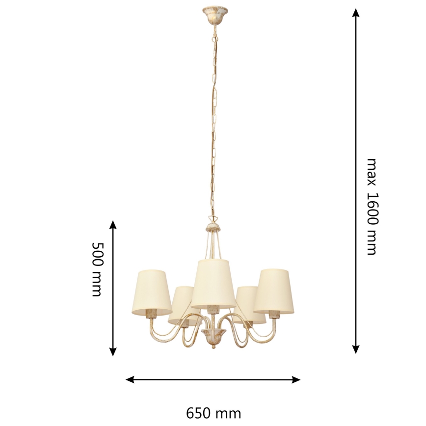 Hanglamp aan een ketting MALBO 5xE27/15W/230V beige