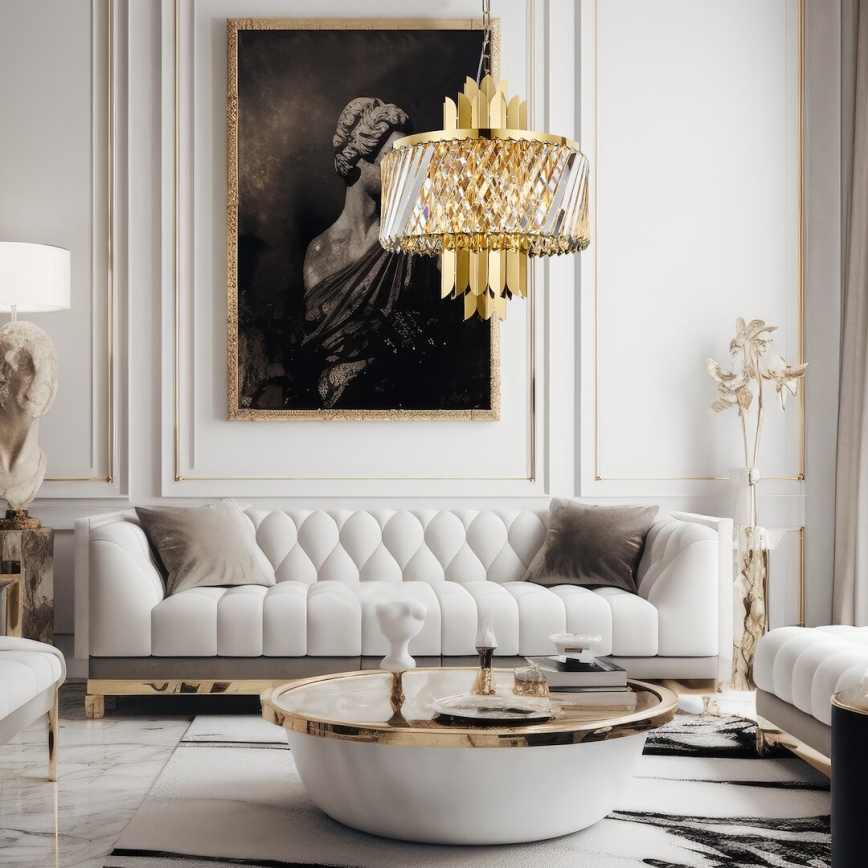 Hanglamp aan een ketting MARGOT 6xE14/40W/230V diameter 43 cm goud