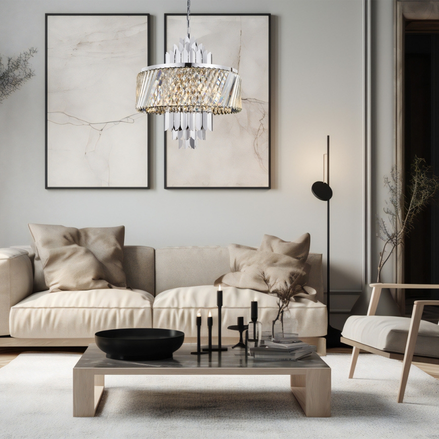 Hanglamp aan een ketting MARGOT 9xE14/40W/230V mat chroom