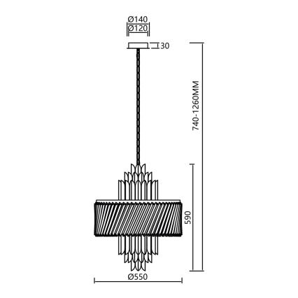 Hanglamp aan een ketting MARGOT 9xE14/40W/230V mat chroom