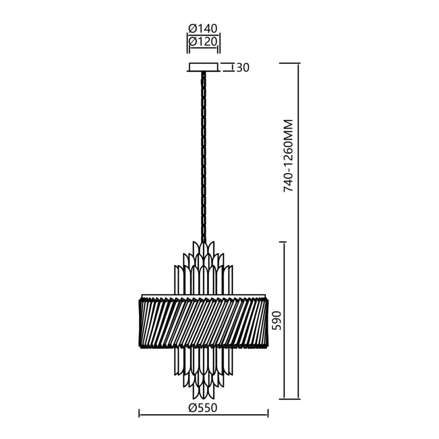 Hanglamp aan een ketting MARGOT 9xE14/40W/230V mat chroom