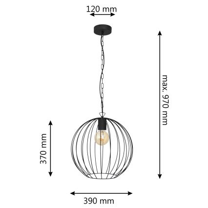 Hanglamp aan een ketting MERCURE 1xE27/15W/230V zwart