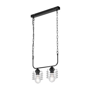 Hanglamp aan een ketting MORGAN 2xE27/60W/230V zwart/chroom