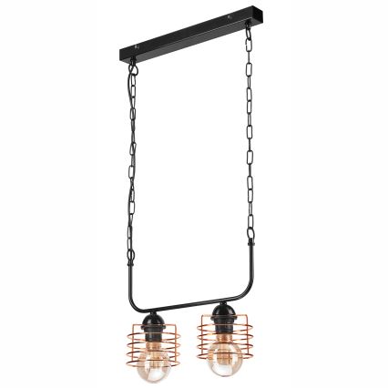 Hanglamp aan een ketting MORGAN 2xE27/60W/230V zwart/koper