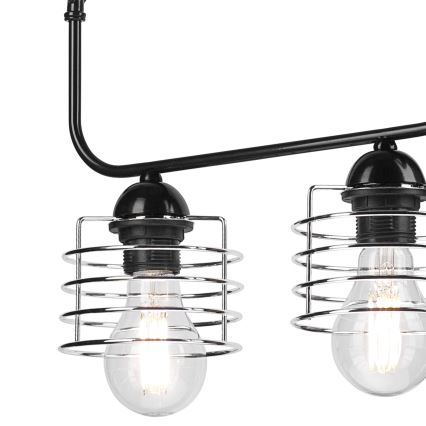 Hanglamp aan een ketting MORGAN 3xE27/60W/230V zwart/chroom