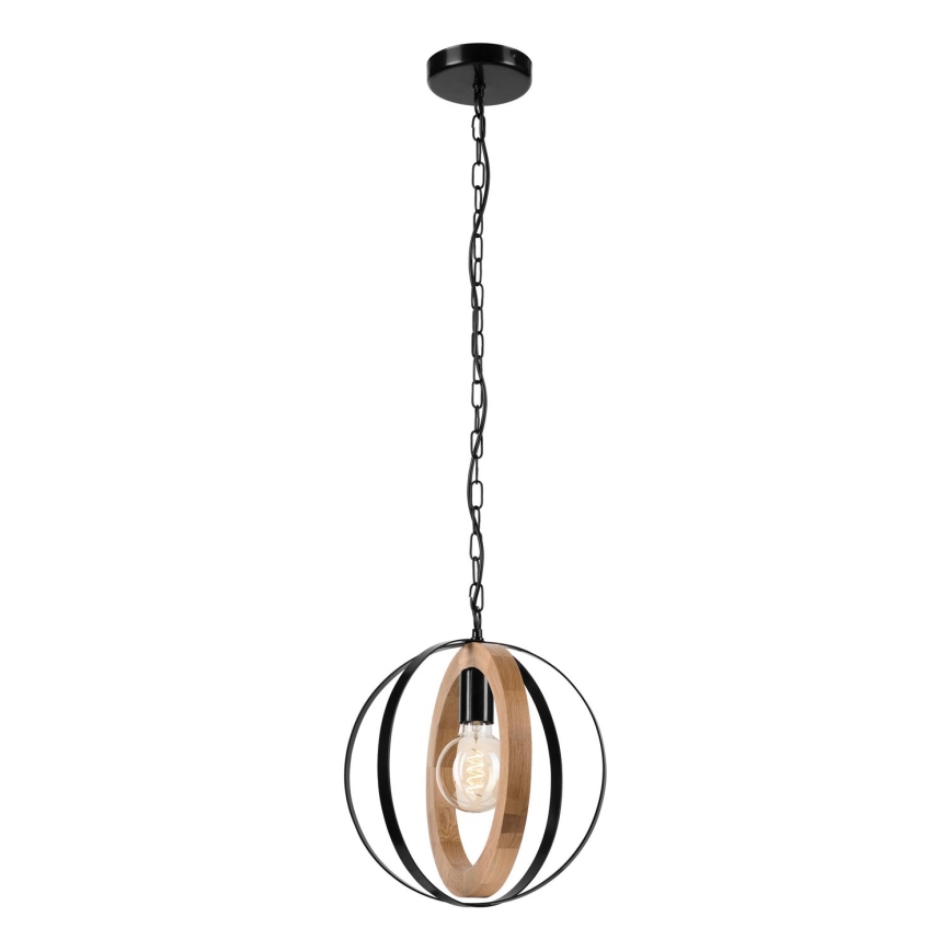 Hanglamp aan een ketting ONDA 1xE27/15W/230V zwart/eiken