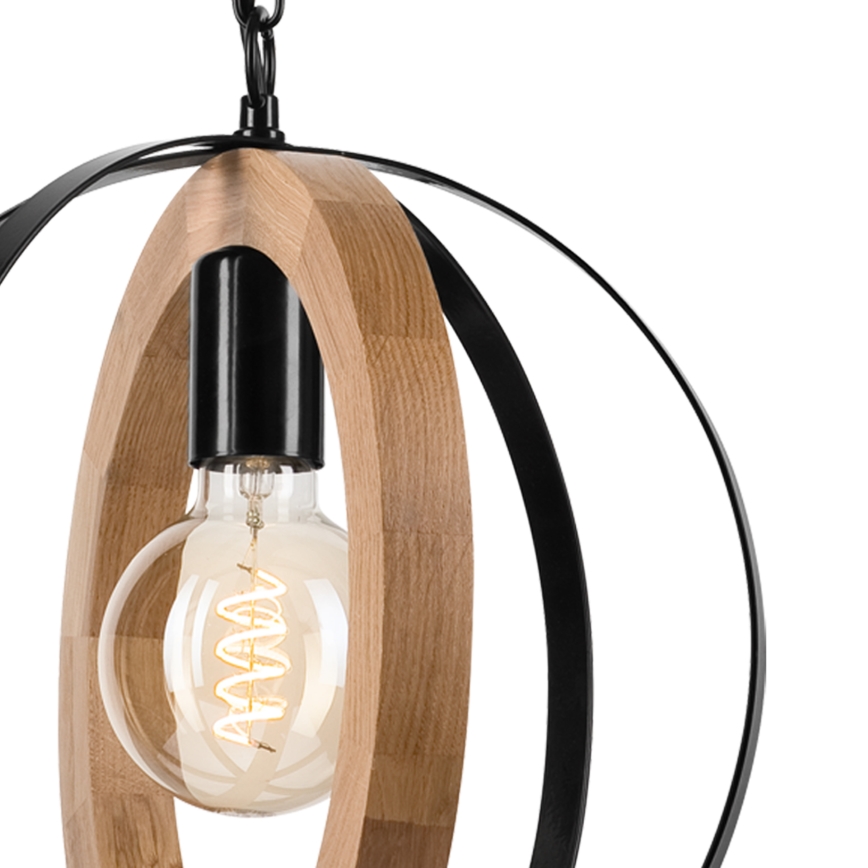 Hanglamp aan een ketting ONDA 1xE27/15W/230V zwart/eiken