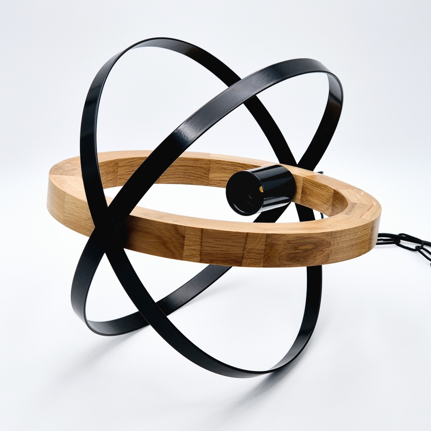 Hanglamp aan een ketting ONDA 1xE27/15W/230V zwart/eiken