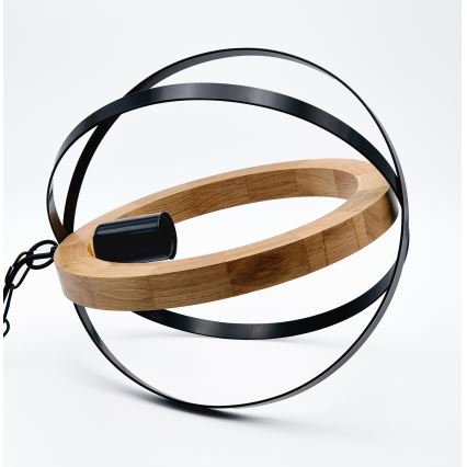 Hanglamp aan een ketting ONDA 1xE27/15W/230V zwart/eiken
