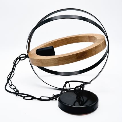 Hanglamp aan een ketting ONDA 1xE27/15W/230V zwart/eiken