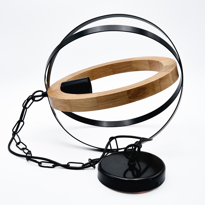 Hanglamp aan een ketting ONDA 1xE27/15W/230V zwart/eiken