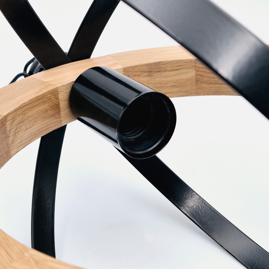 Hanglamp aan een ketting ONDA 1xE27/15W/230V zwart/eiken