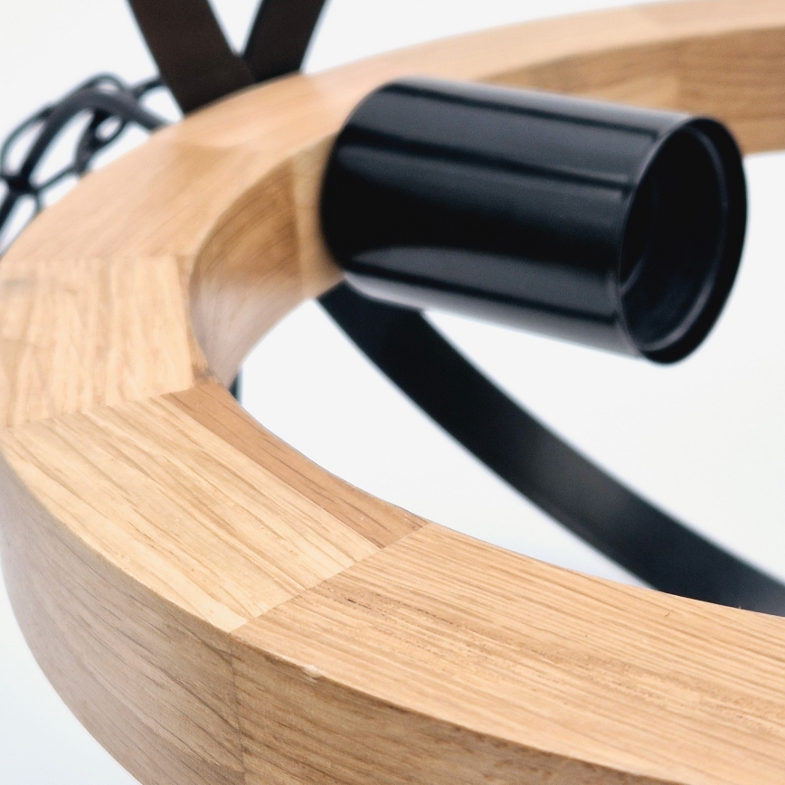 Hanglamp aan een ketting ONDA 1xE27/15W/230V zwart/eiken