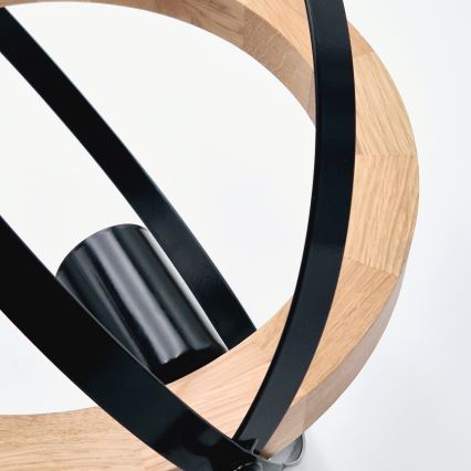 Hanglamp aan een ketting ONDA 1xE27/15W/230V zwart/eiken