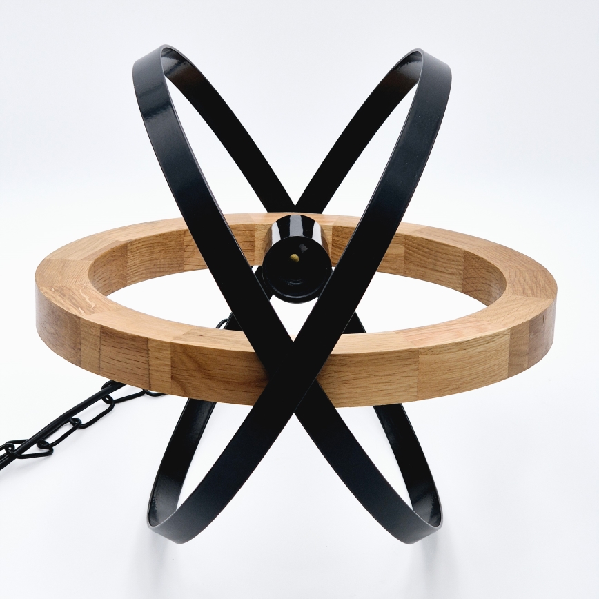 Hanglamp aan een ketting ONDA 1xE27/15W/230V zwart/eiken