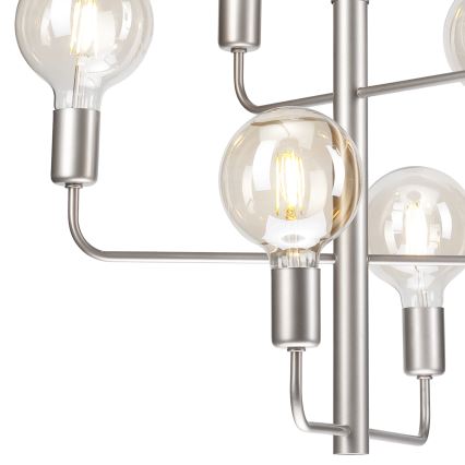 Hanglamp aan een ketting ORLANDO 6xE27/60W/230V zilver