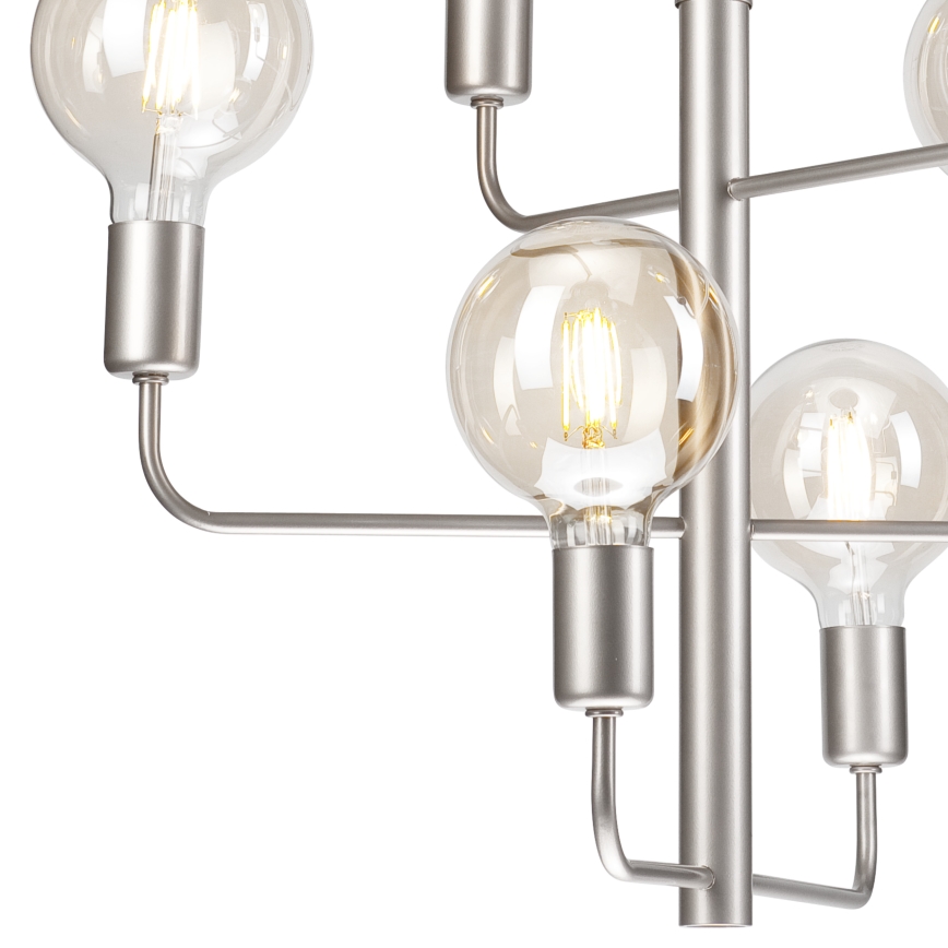 Hanglamp aan een ketting ORLANDO 6xE27/60W/230V zilver