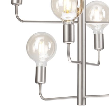 Hanglamp aan een ketting ORLANDO 8xE27/60W/230V zilver