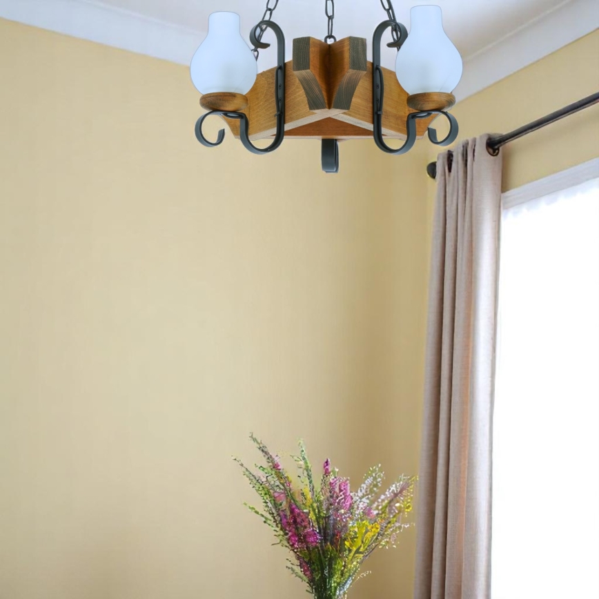 Hanglamp aan een ketting QUEEN 3xE14/40W/230V beuken