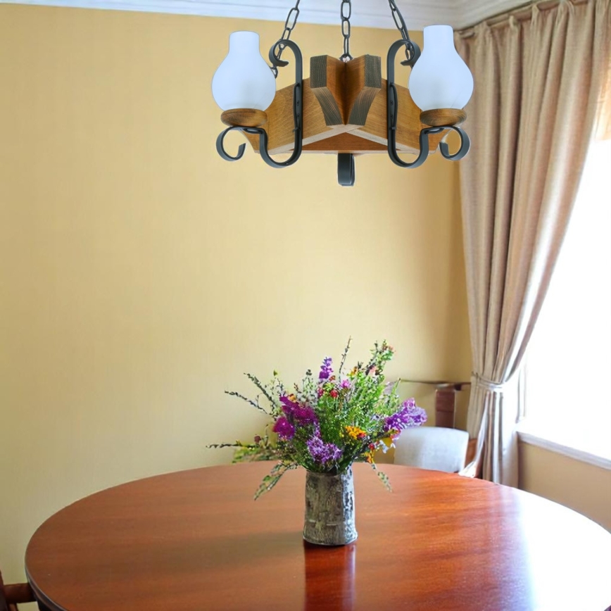 Hanglamp aan een ketting QUEEN 3xE14/40W/230V beuken