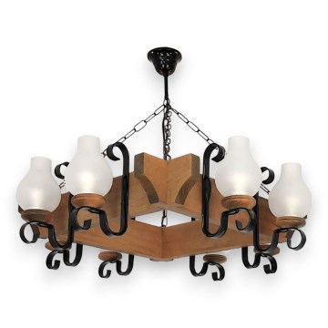 Hanglamp aan een ketting QUEEN 8xE14/40W/230V beuken