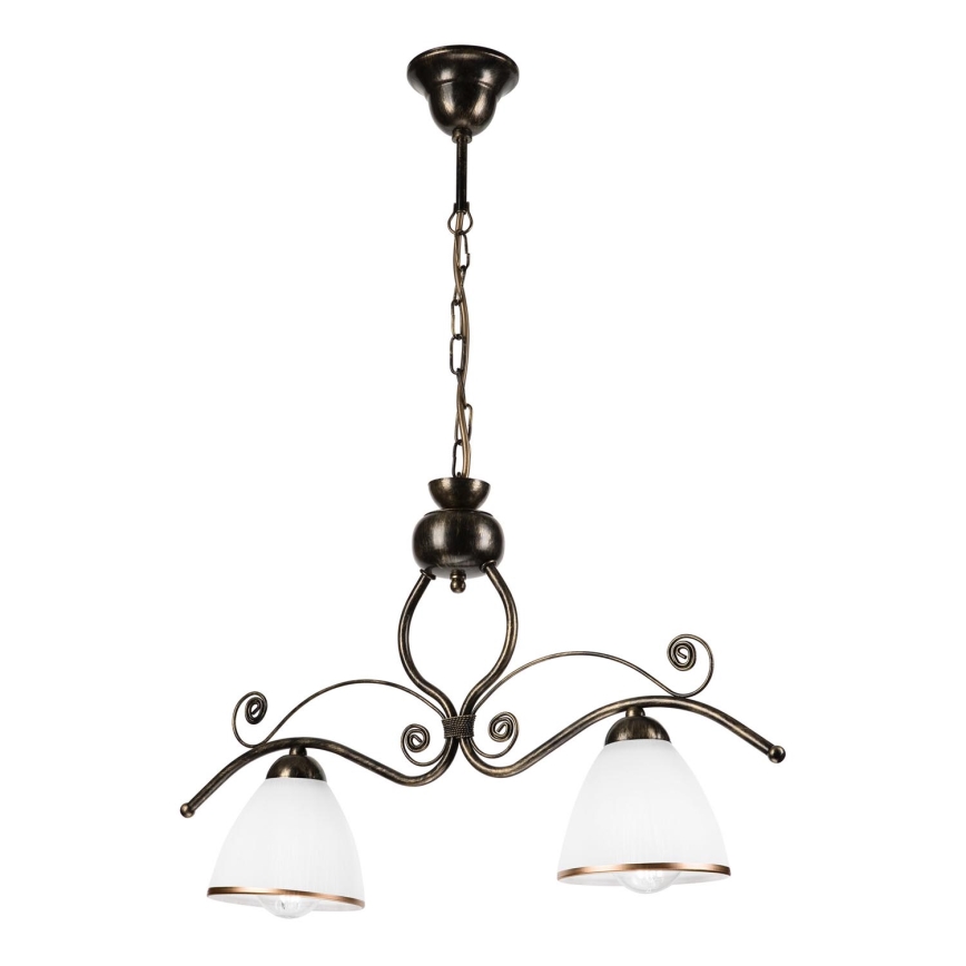 Hanglamp aan een ketting RETRO 2xE27/60W/230V brons/patina