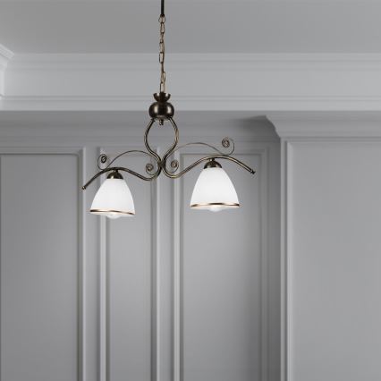 Hanglamp aan een ketting RETRO 2xE27/60W/230V brons/patina