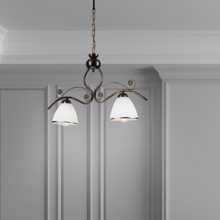 Hanglamp aan een ketting RETRO 2xE27/60W/230V brons/patina