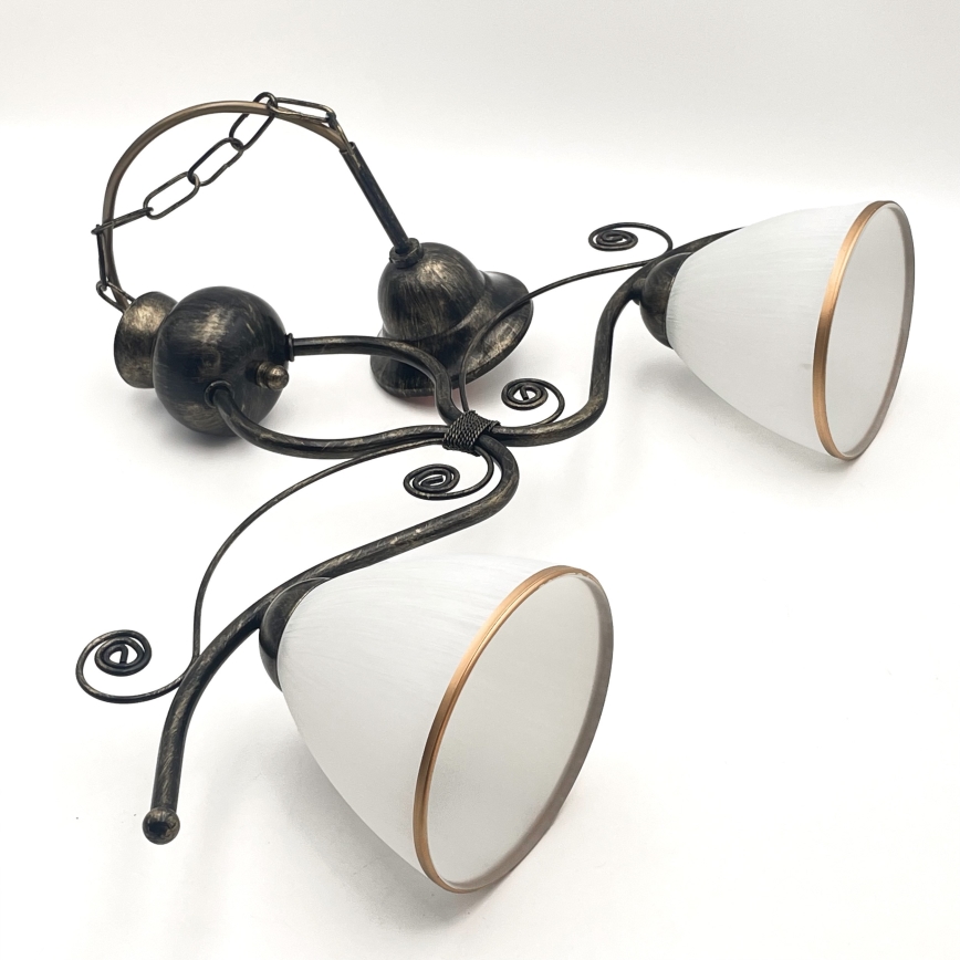 Hanglamp aan een ketting RETRO 2xE27/60W/230V brons/patina