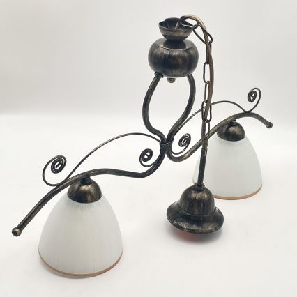 Hanglamp aan een ketting RETRO 2xE27/60W/230V brons/patina