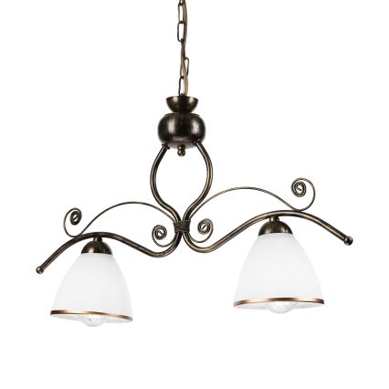 Hanglamp aan een ketting RETRO 2xE27/60W/230V brons/patina