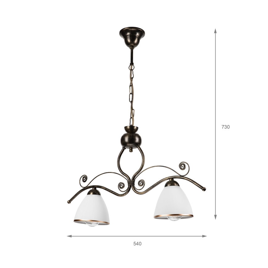 Hanglamp aan een ketting RETRO 2xE27/60W/230V brons/patina