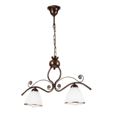 Hanglamp aan een ketting RETRO 2xE27/60W/230V koper/patina