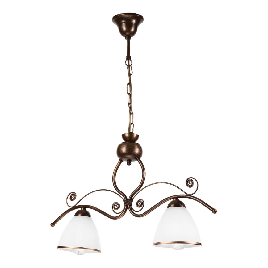 Hanglamp aan een ketting RETRO 2xE27/60W/230V koper/patina