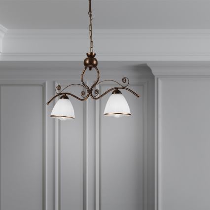 Hanglamp aan een ketting RETRO 2xE27/60W/230V koper/patina