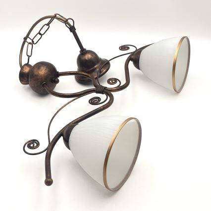 Hanglamp aan een ketting RETRO 2xE27/60W/230V koper/patina