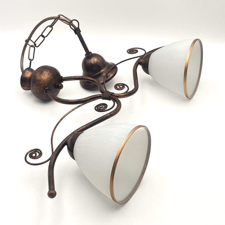 Hanglamp aan een ketting RETRO 2xE27/60W/230V koper/patina