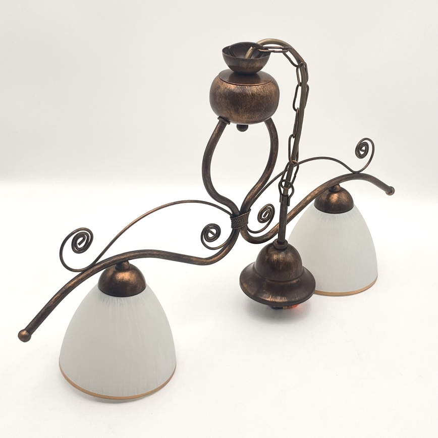 Hanglamp aan een ketting RETRO 2xE27/60W/230V koper/patina
