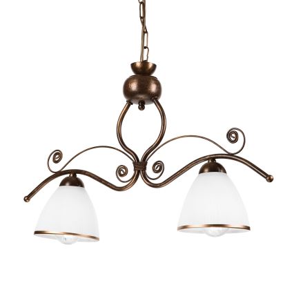 Hanglamp aan een ketting RETRO 2xE27/60W/230V koper/patina