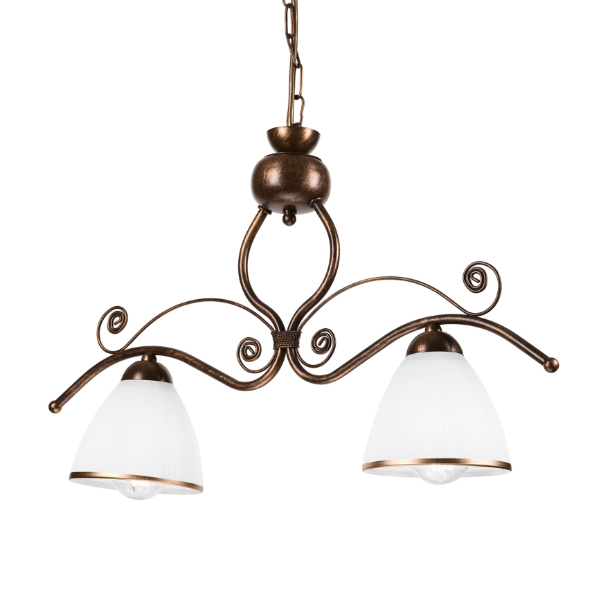 Hanglamp aan een ketting RETRO 2xE27/60W/230V koper/patina