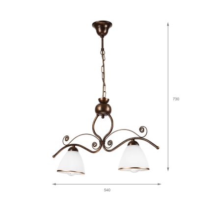 Hanglamp aan een ketting RETRO 2xE27/60W/230V koper/patina