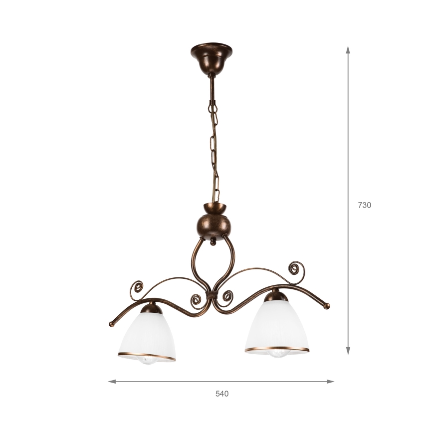 Hanglamp aan een ketting RETRO 2xE27/60W/230V koper/patina