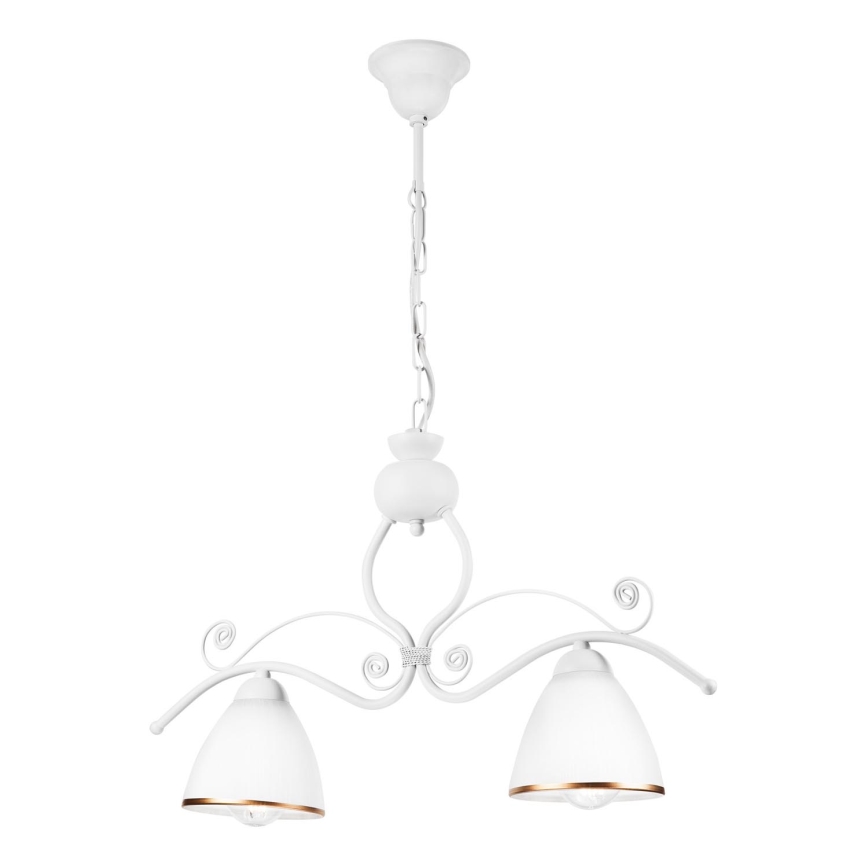Hanglamp aan een ketting RETRO 2xE27/60W/230V mat wit