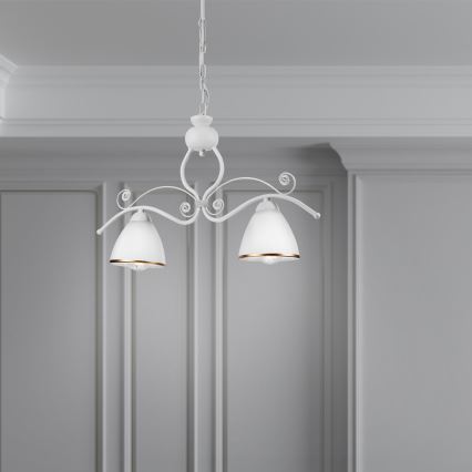Hanglamp aan een ketting RETRO 2xE27/60W/230V mat wit