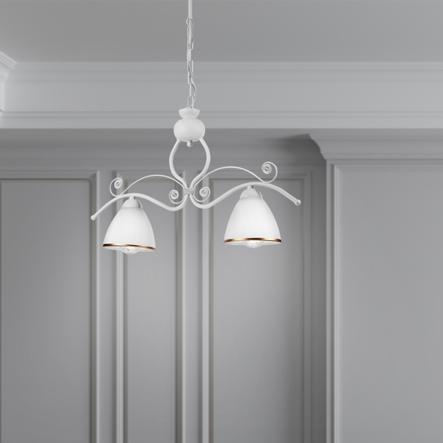 Hanglamp aan een ketting RETRO 2xE27/60W/230V mat wit