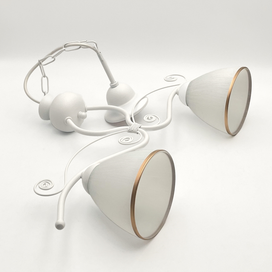 Hanglamp aan een ketting RETRO 2xE27/60W/230V mat wit